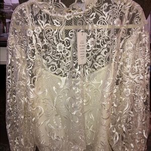 Eloquii Cream Lace Blouse